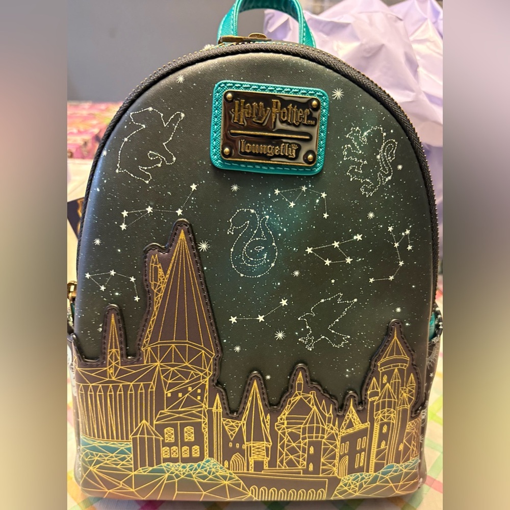 Loungefly Harry Potter Black Teal Gold Constellation Mini Backpack